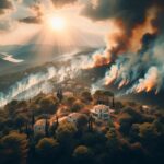 Fumée dégagée d'un incendie en pleine forêt Provençale